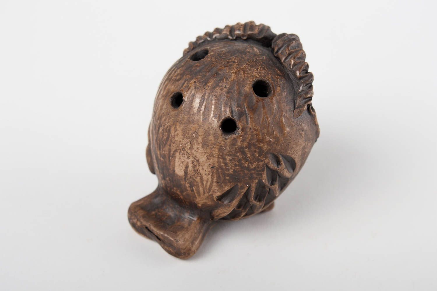 Керамическая свистулька ручной работы сова глиняная игрушка свистулька из глины фото 4