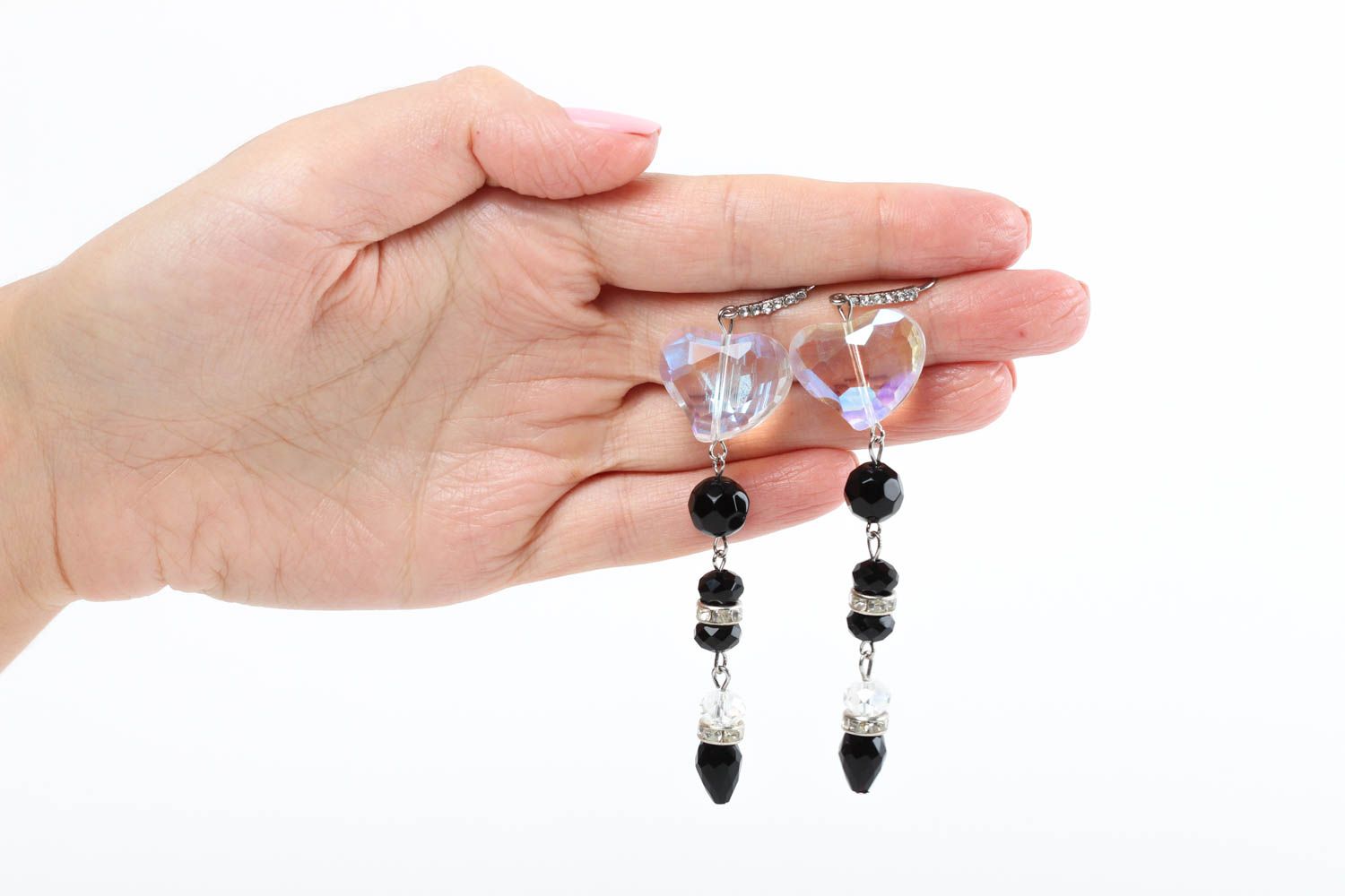 Boucles d'oreilles pendantes Bijou fait main Cadeau femme en perles de cristal photo 5