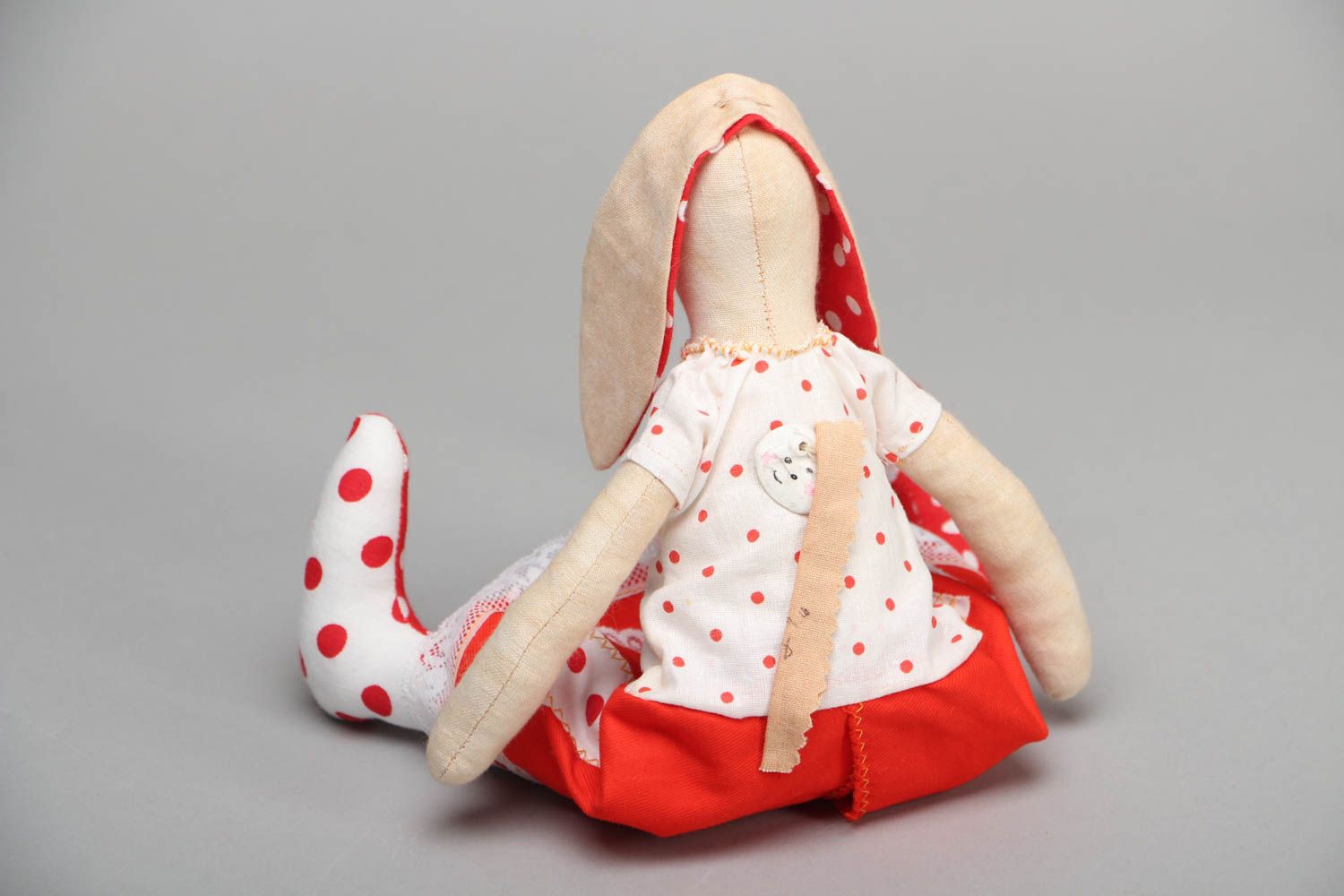 Мягкая игрушка кукла заяц с длинными ушами фото 3