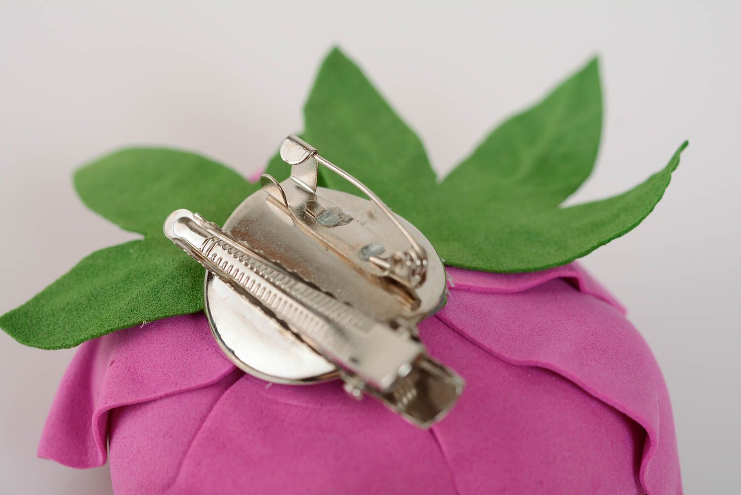 Handmade foamiran brooch in the form of lilac flower jewelry for women photo 3