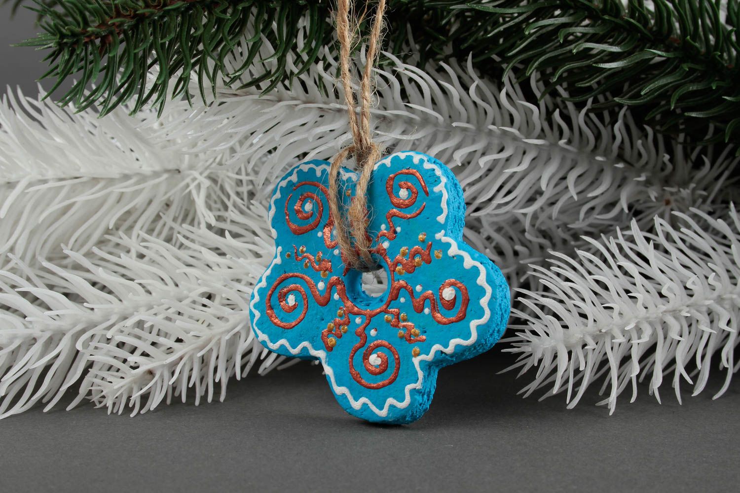 Figura decorativa hecha a mano adorno de fin de año regalo artesanal Flor azul foto 1