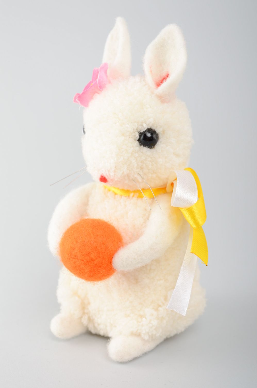 Handmade pom pom toy rabbit photo 1
