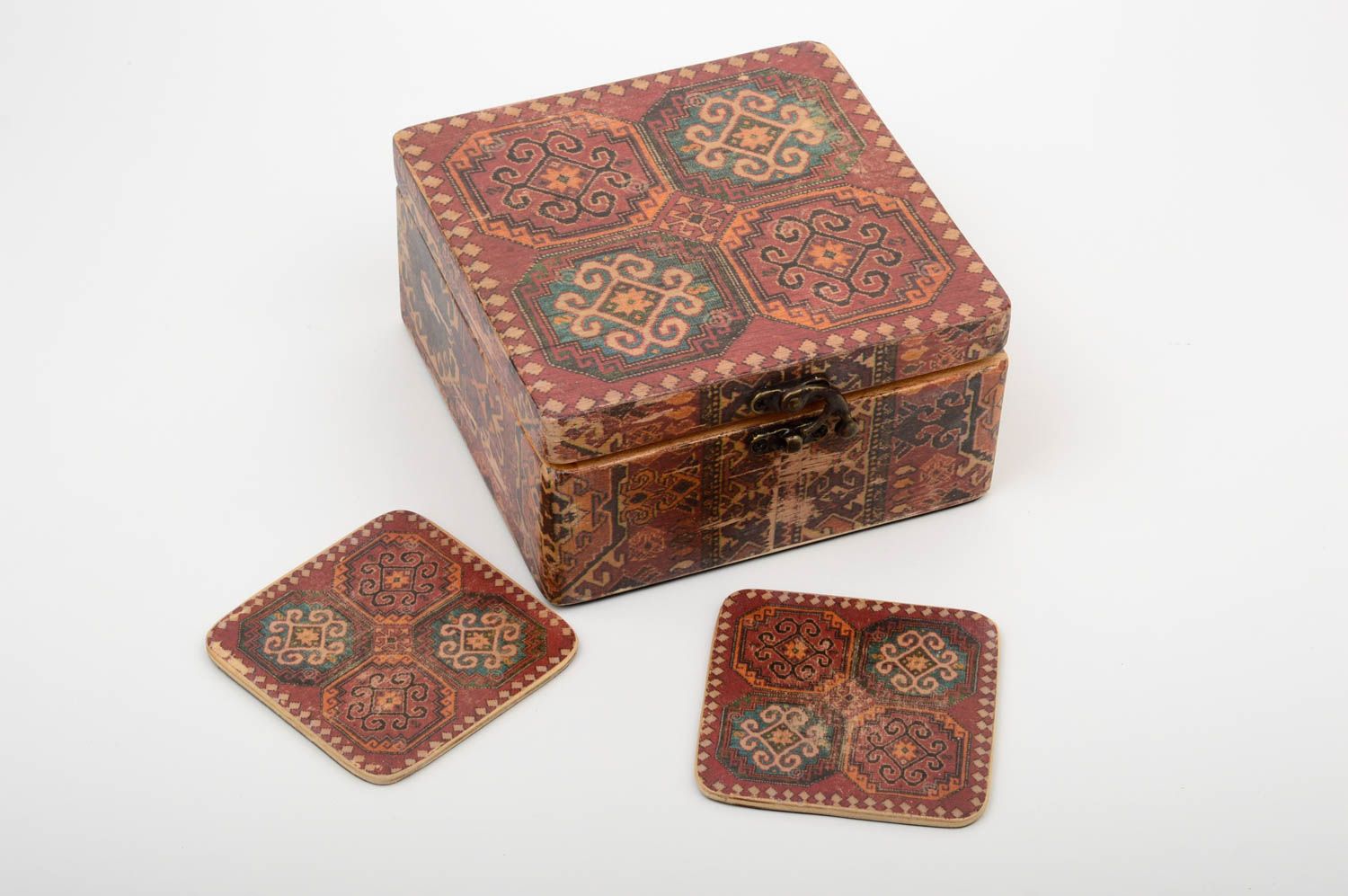 Handcrafted tea box handmade wooden jewelry box decoupage ideas home decor photo 5