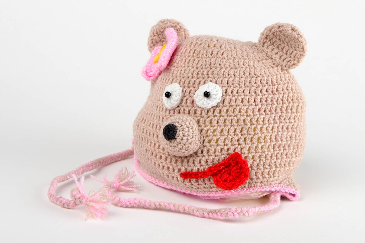 Handmade crocheted cap warm accessory for kids unusual warm winter hat photo 1