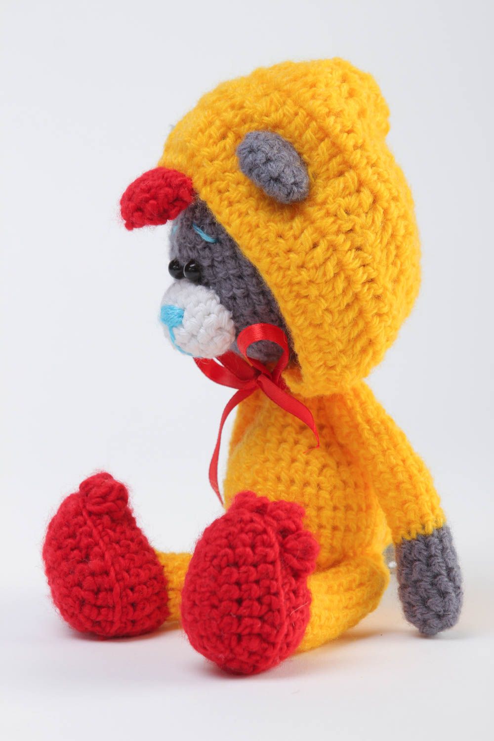 Peluche faite main tricotée Jouet ours en costume de canard Cadeau pour enfant photo 2