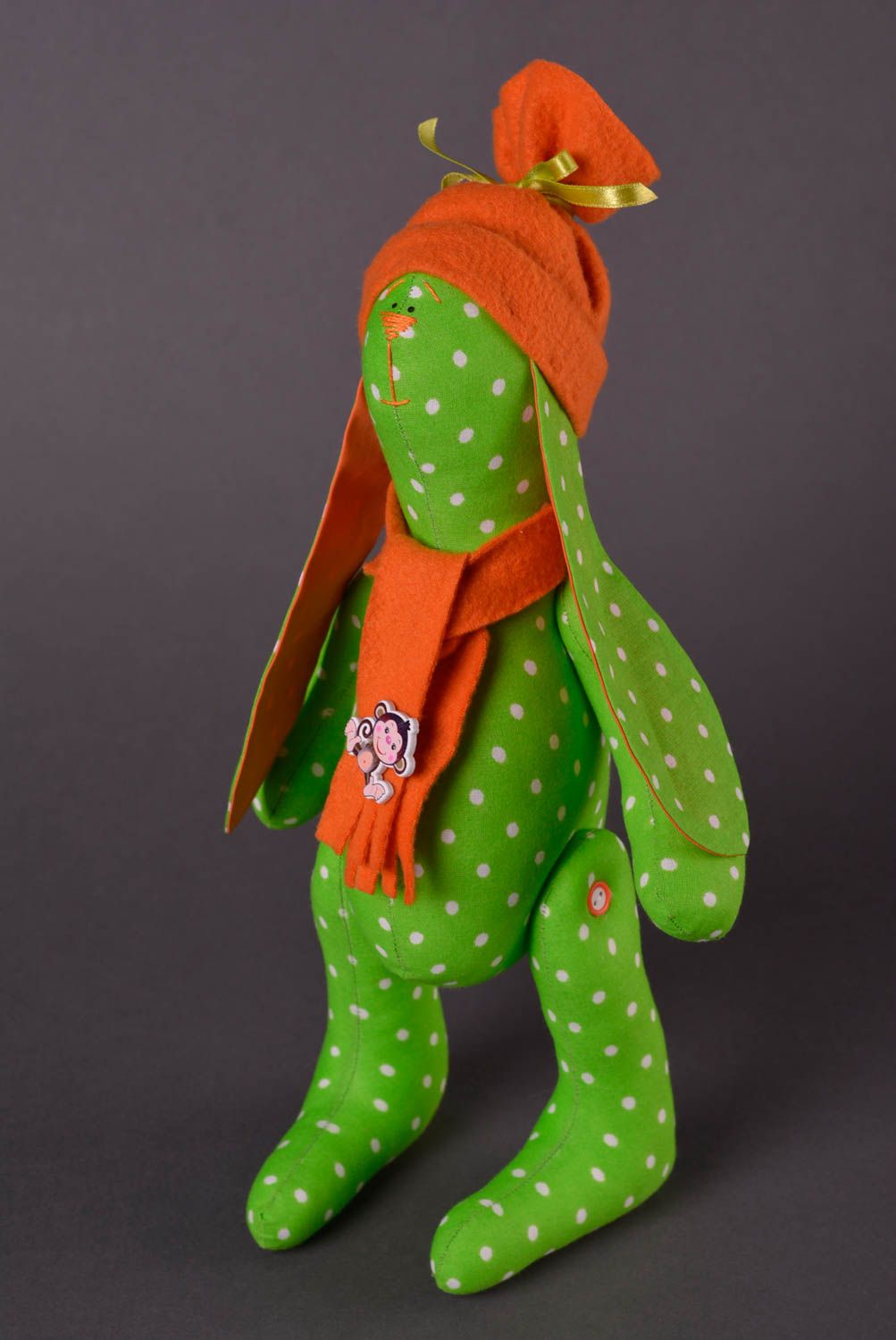 Jouet en tissu fait main Jouet lapin vert Cadeau bébé Doudou pour enfant photo 1