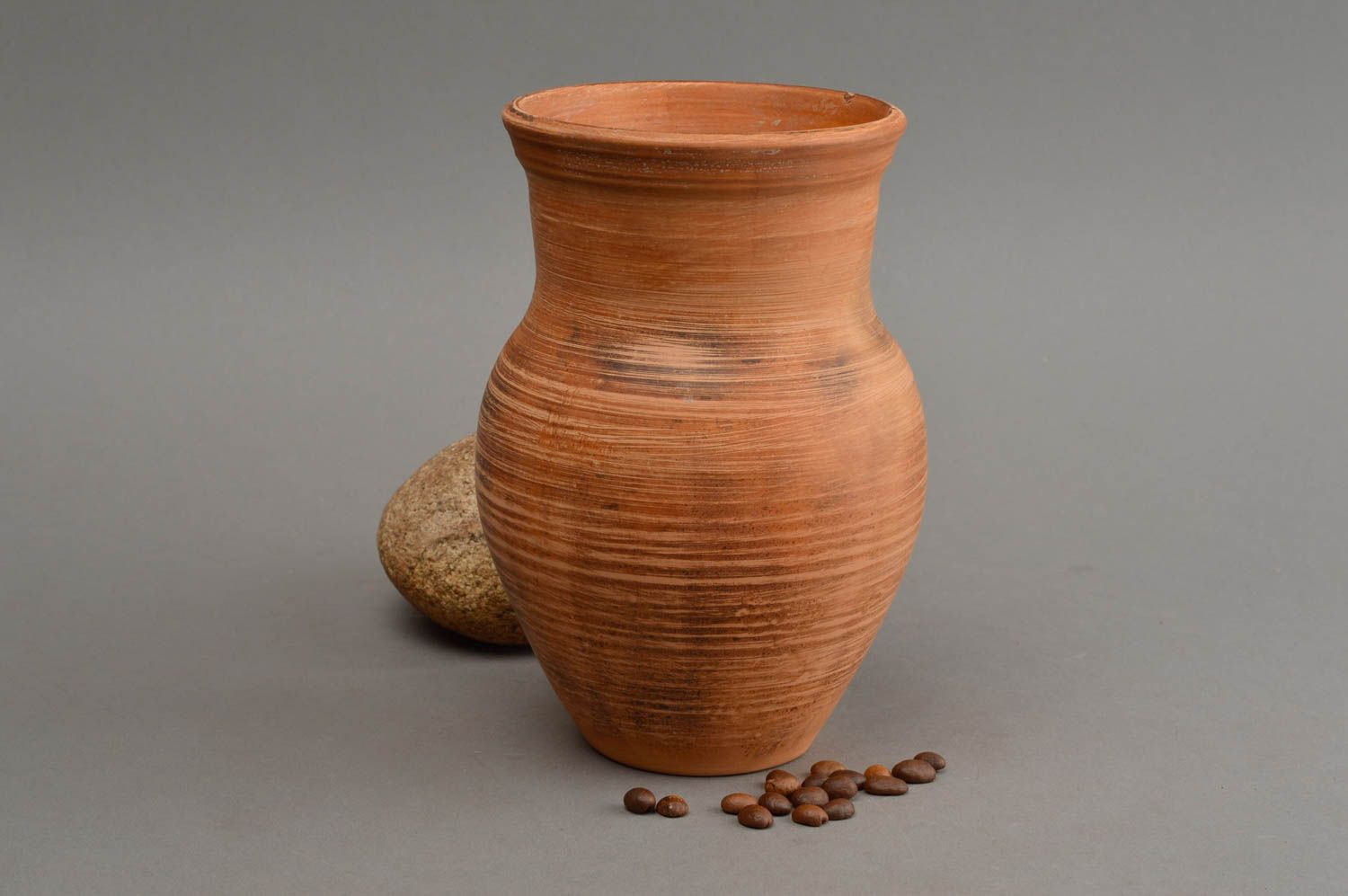Simple village-style ceramic terracotta 30 oz milk jug for home décor 7, 1,15 lb photo 1