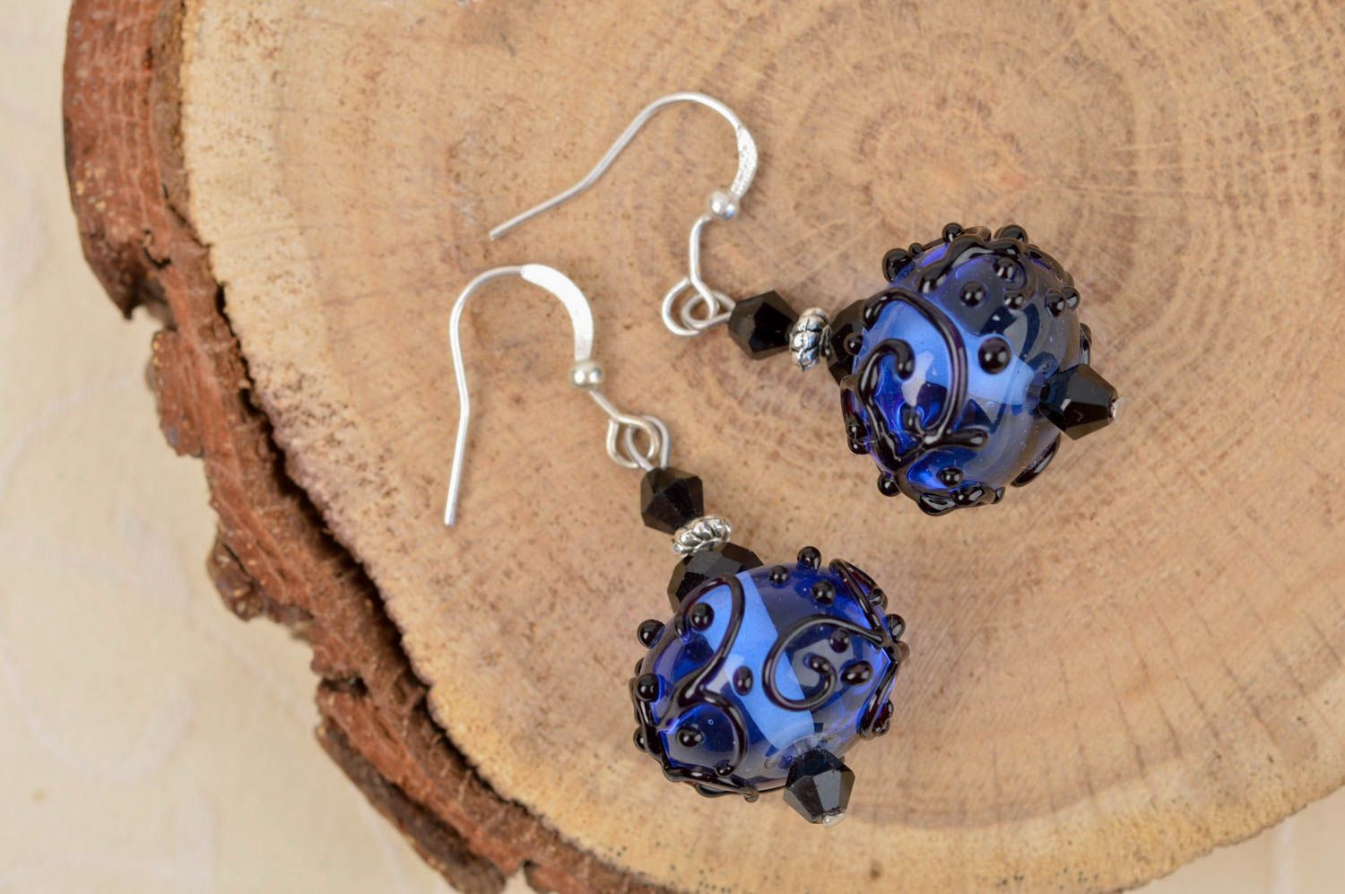 Handmade glass earrings evening earrings design handmade accessories for girls photo 1