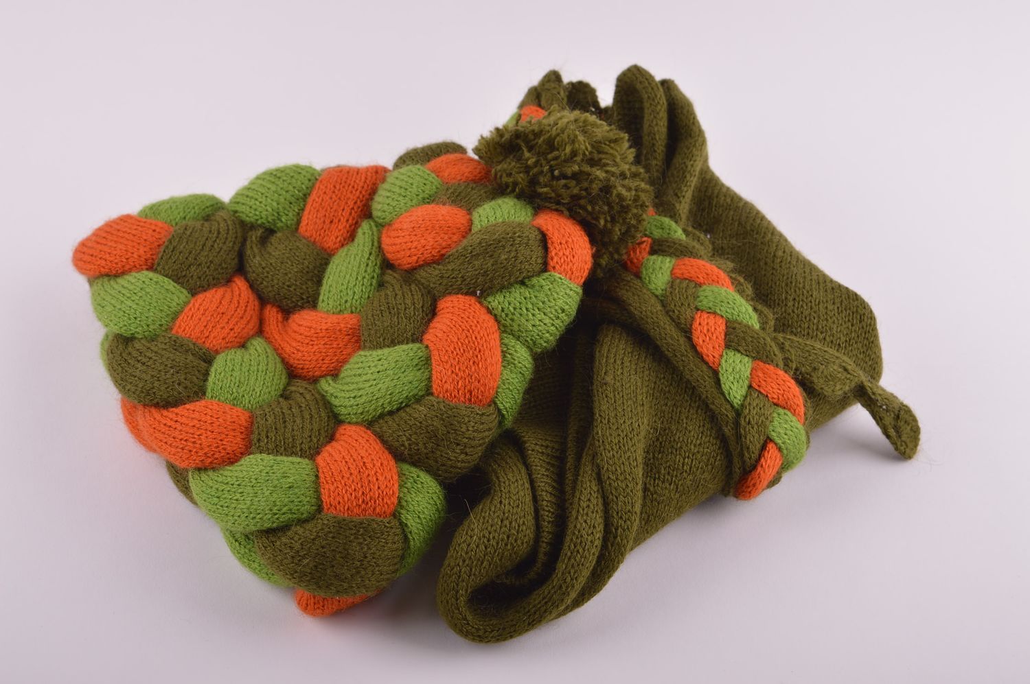 Bonnet tricot Écharpe fait main laine acrylique Accessoires d'hiver originaux photo 2