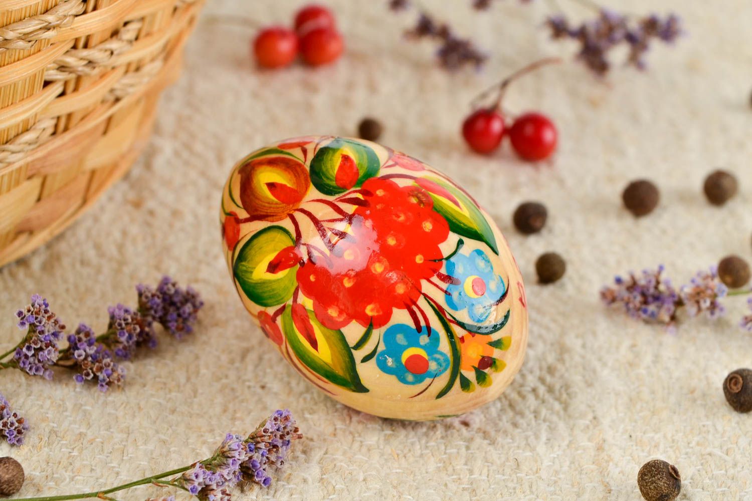 Unusual handmade Easter egg painted wooden egg small gifts decorative use only photo 1