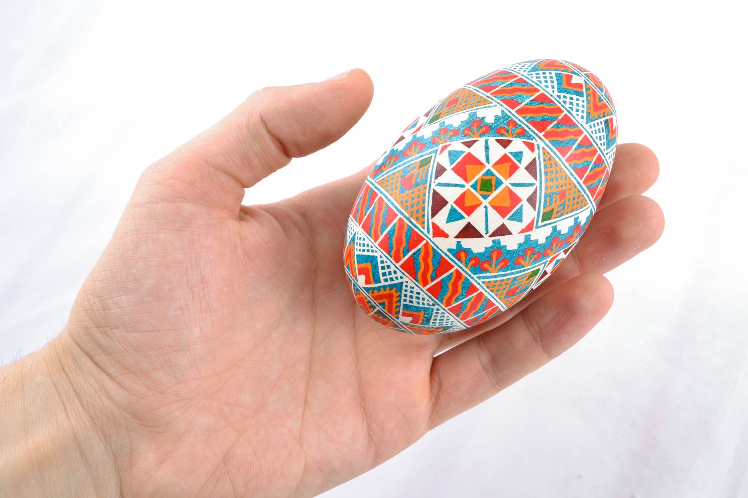 Bright handmade Easter egg with unusual pattern photo 2