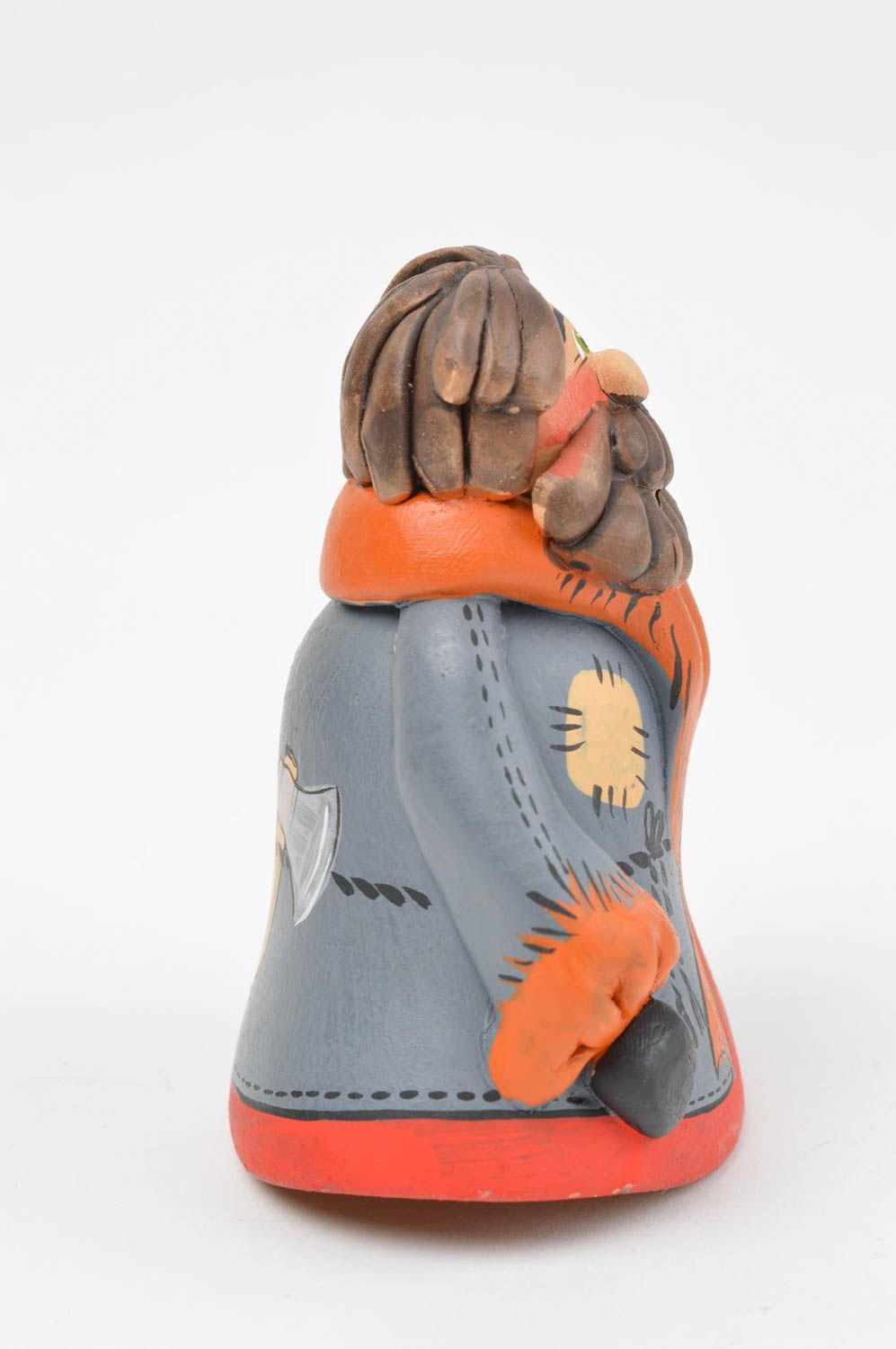 Расписной декоративный колокольчик из красной глины ручной работы Странник фото 2