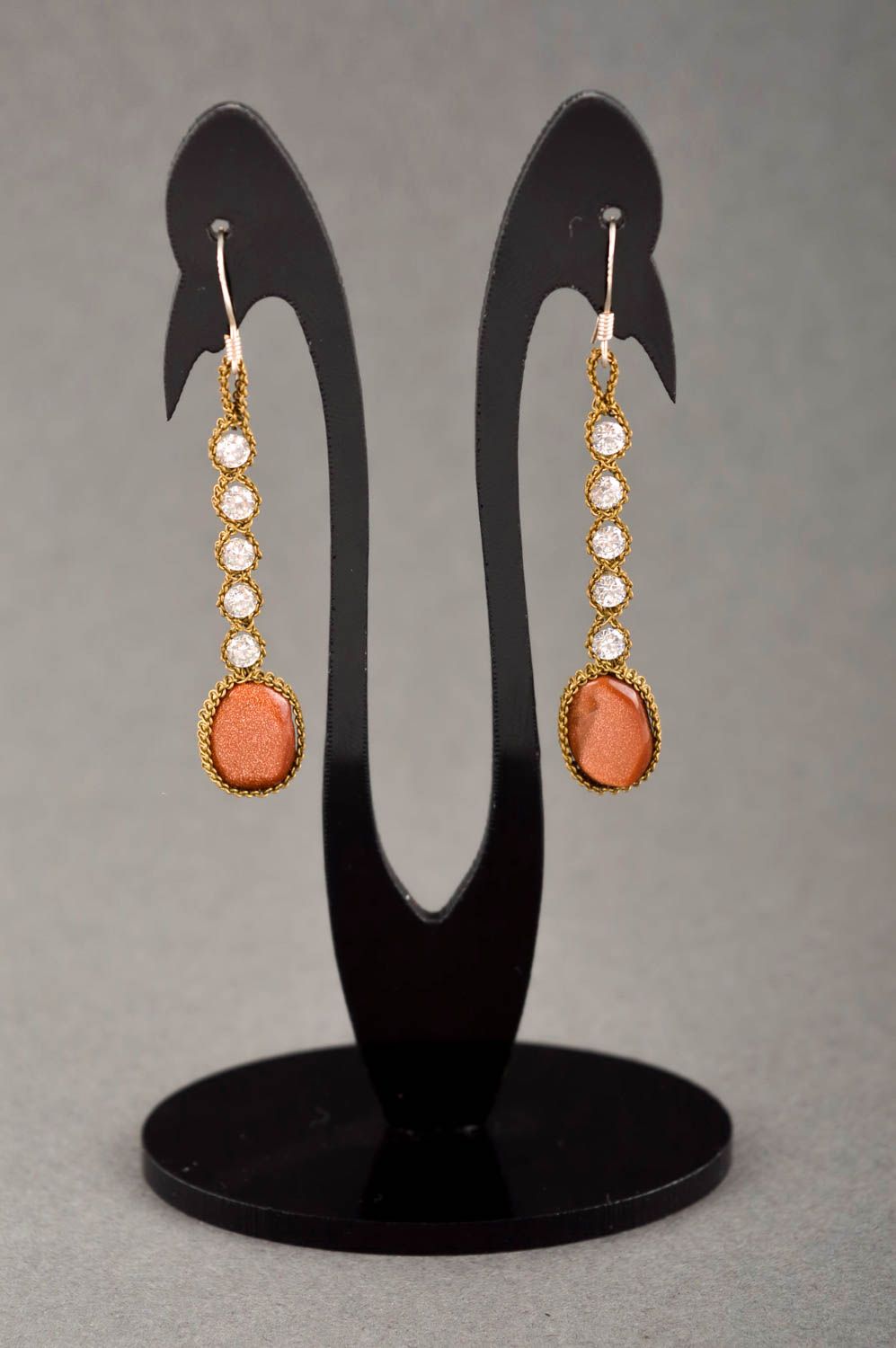 Handmade designer female earrings unusual dangling earrings elegant jewelry photo 1