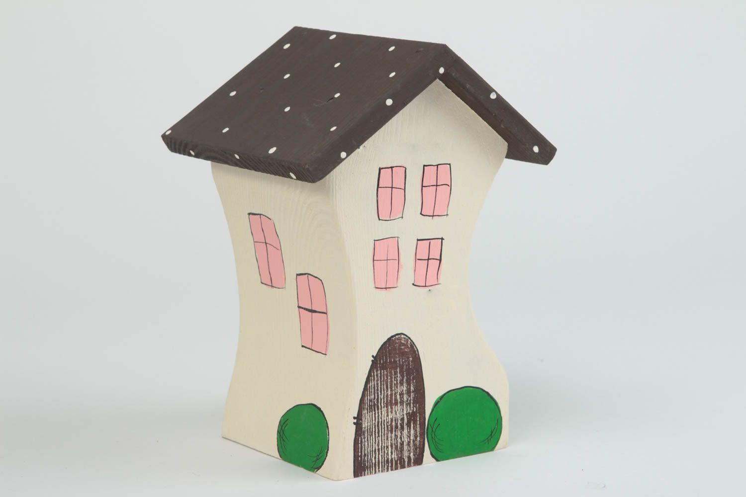 Figura artesanal con forma de casa de madera regalo original decoración de casa foto 2