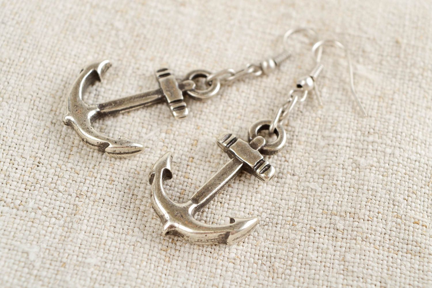 Handcrafted metal accessories anchor earrings women gift idea girls designer photo 1
