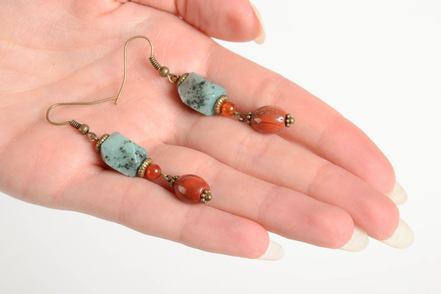 Handmade dangling earrings elegant designer earrings natural stone jewelry photo 3