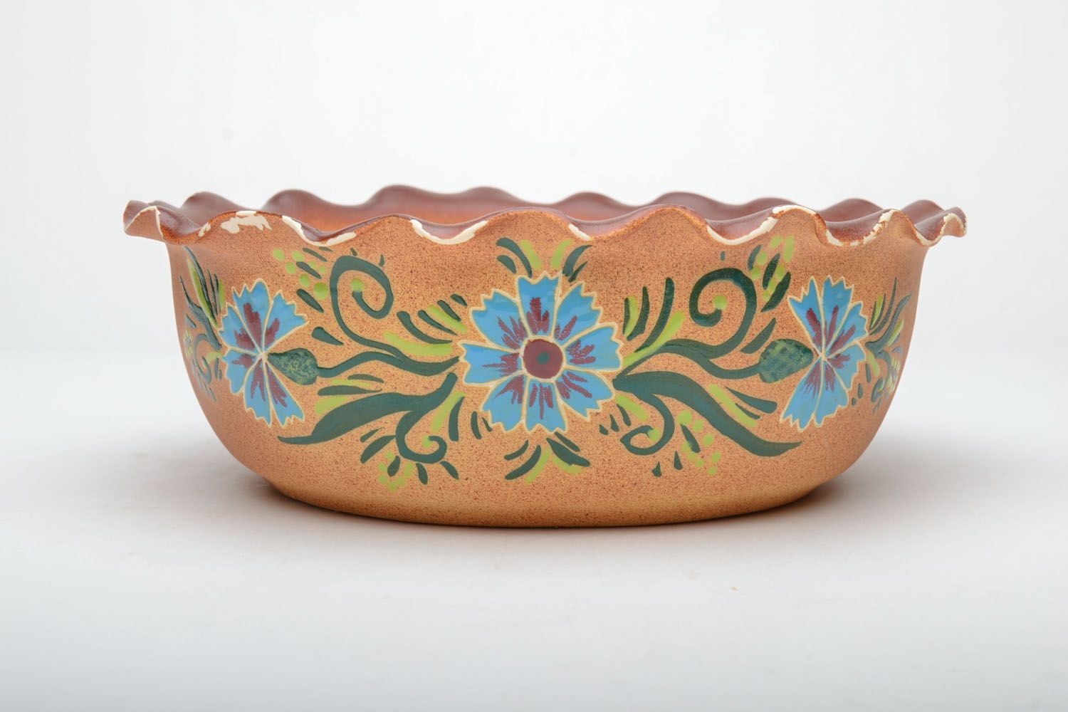 Clay bowl painted with glaze photo 2