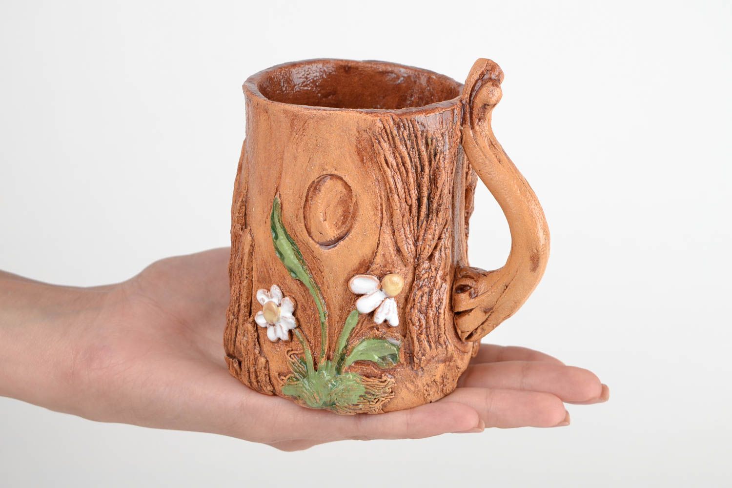 8 oz ceramic glazed forest style handmade cup 0,94 lb photo 2