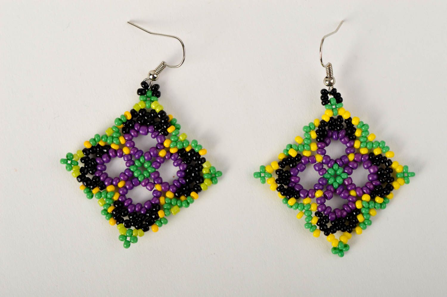 Handmade bright long earrings beaded dangling earrings flower jewelry photo 4