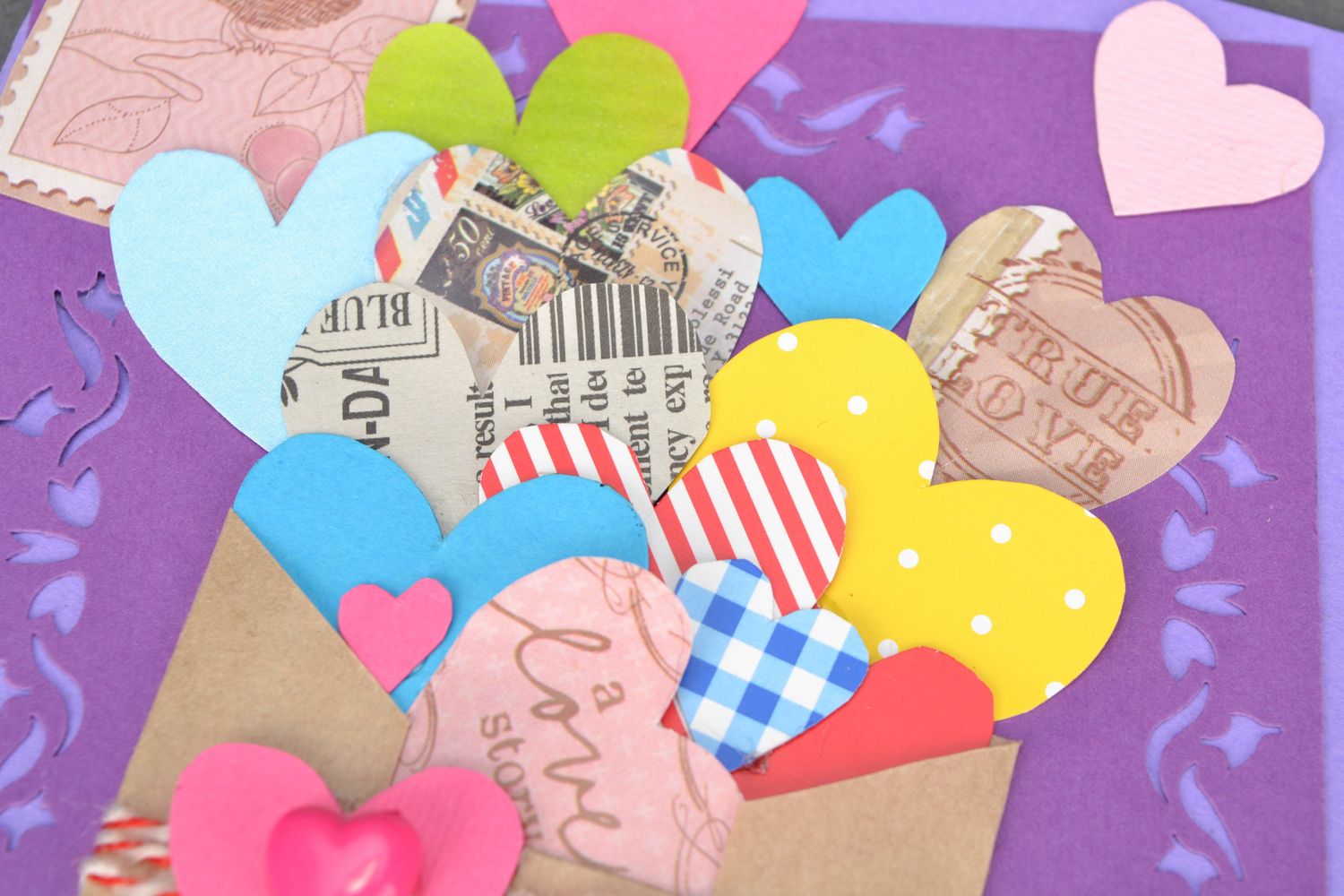 Авторская открытка с сердечками с днем святого Валентина фото 3