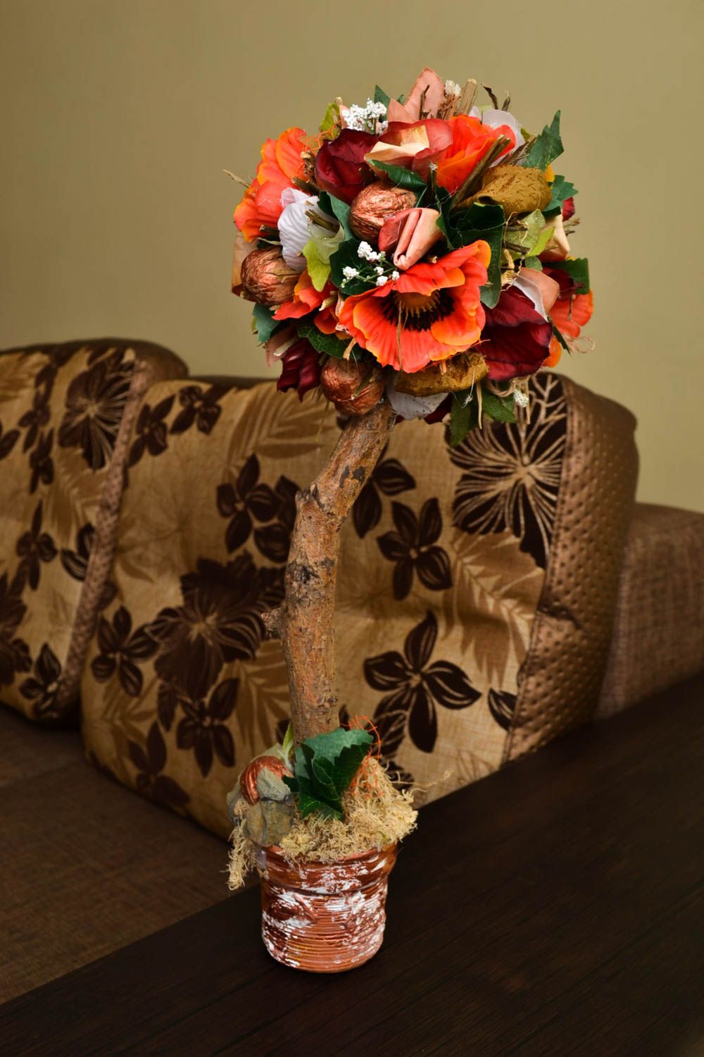 Topiario per la casa fatto a mano albero decorativo di fiori artificiali
 foto 1