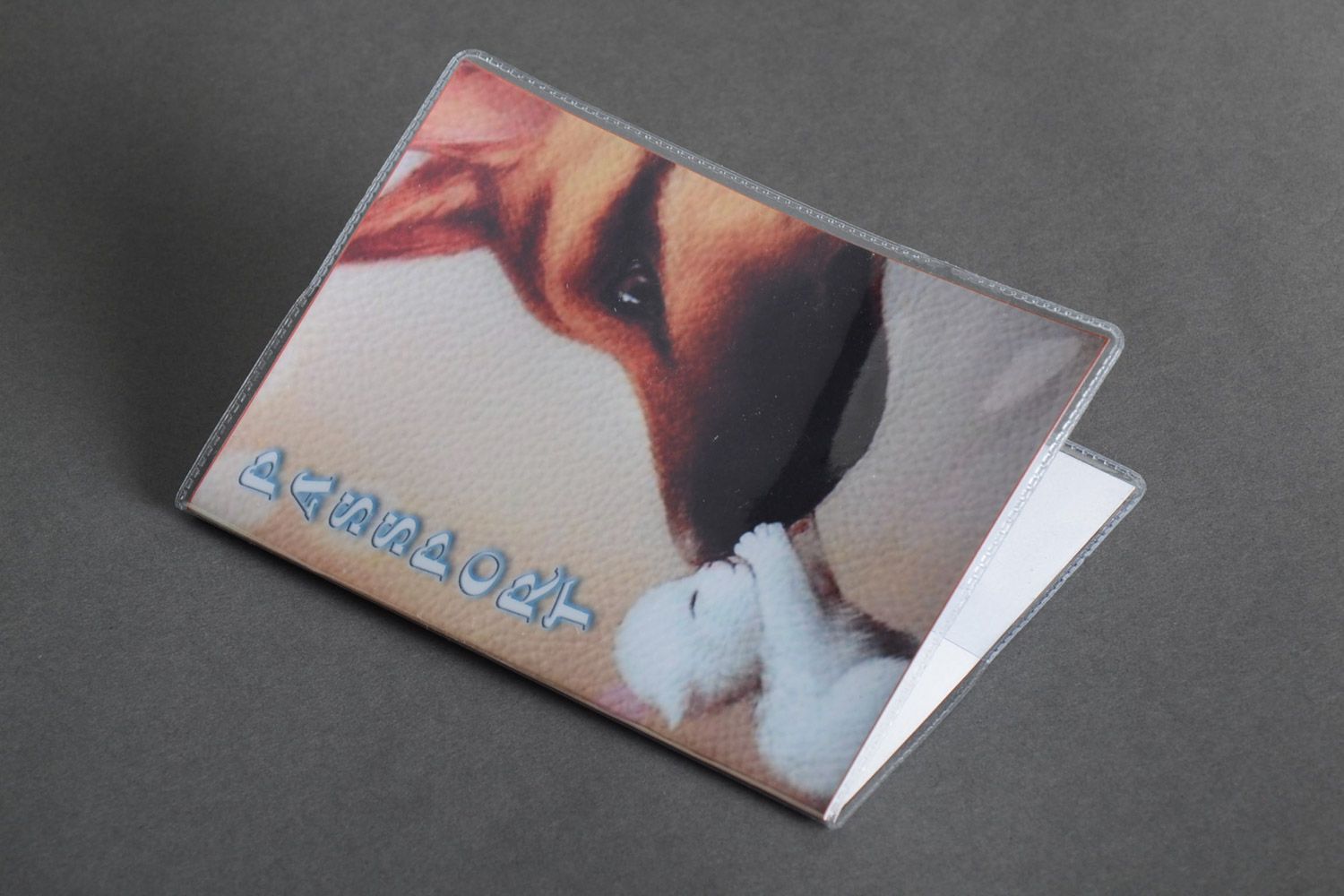 Handmade Passhülle mit Print Hund und Katze Material Kunststoff  foto 2
