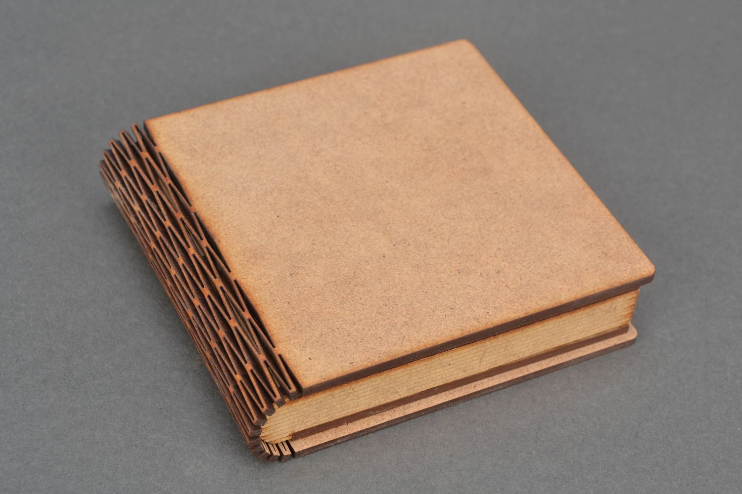 Caja de madera inacabada con forma de libro, contrachapado foto 1