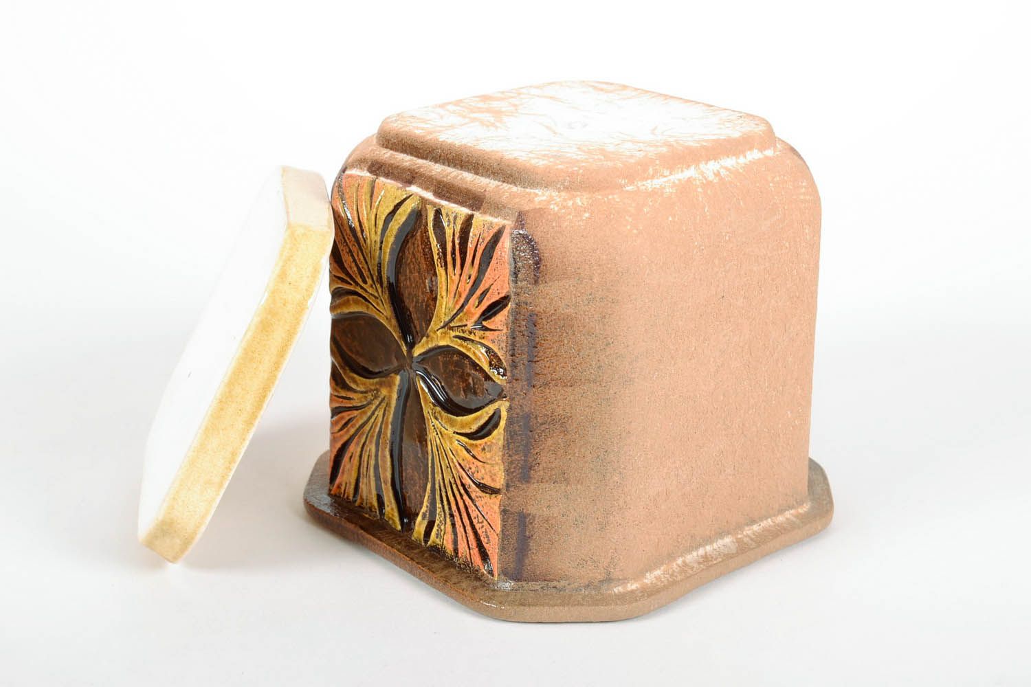 Brown flowerpot with a stand Square photo 4
