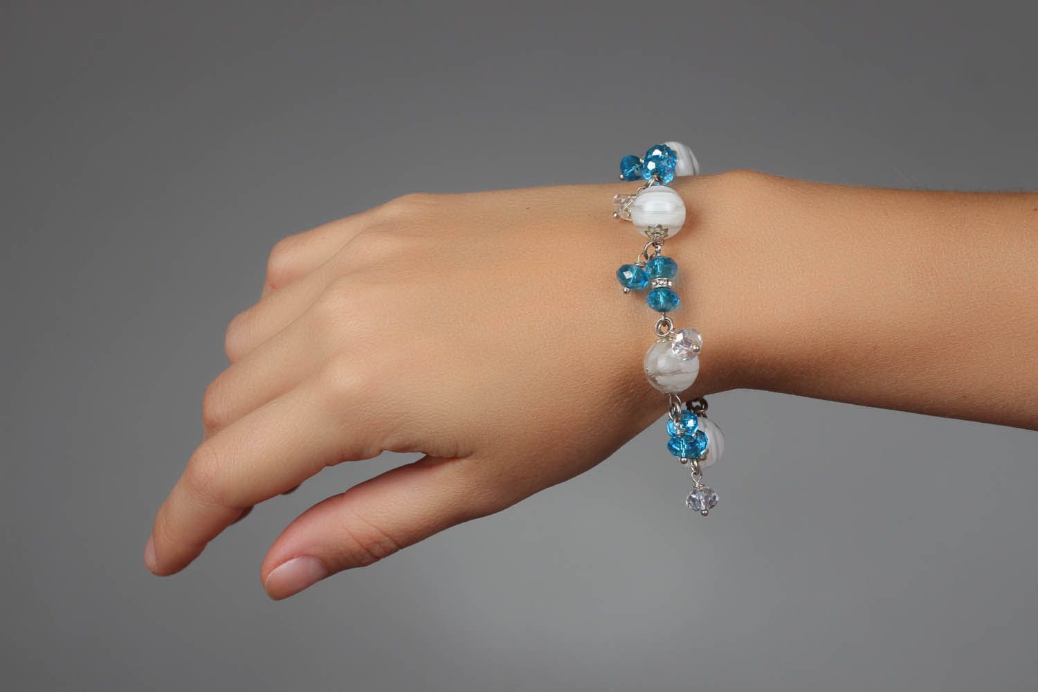 Bracelet en verre Murano et cristal fait main photo 5
