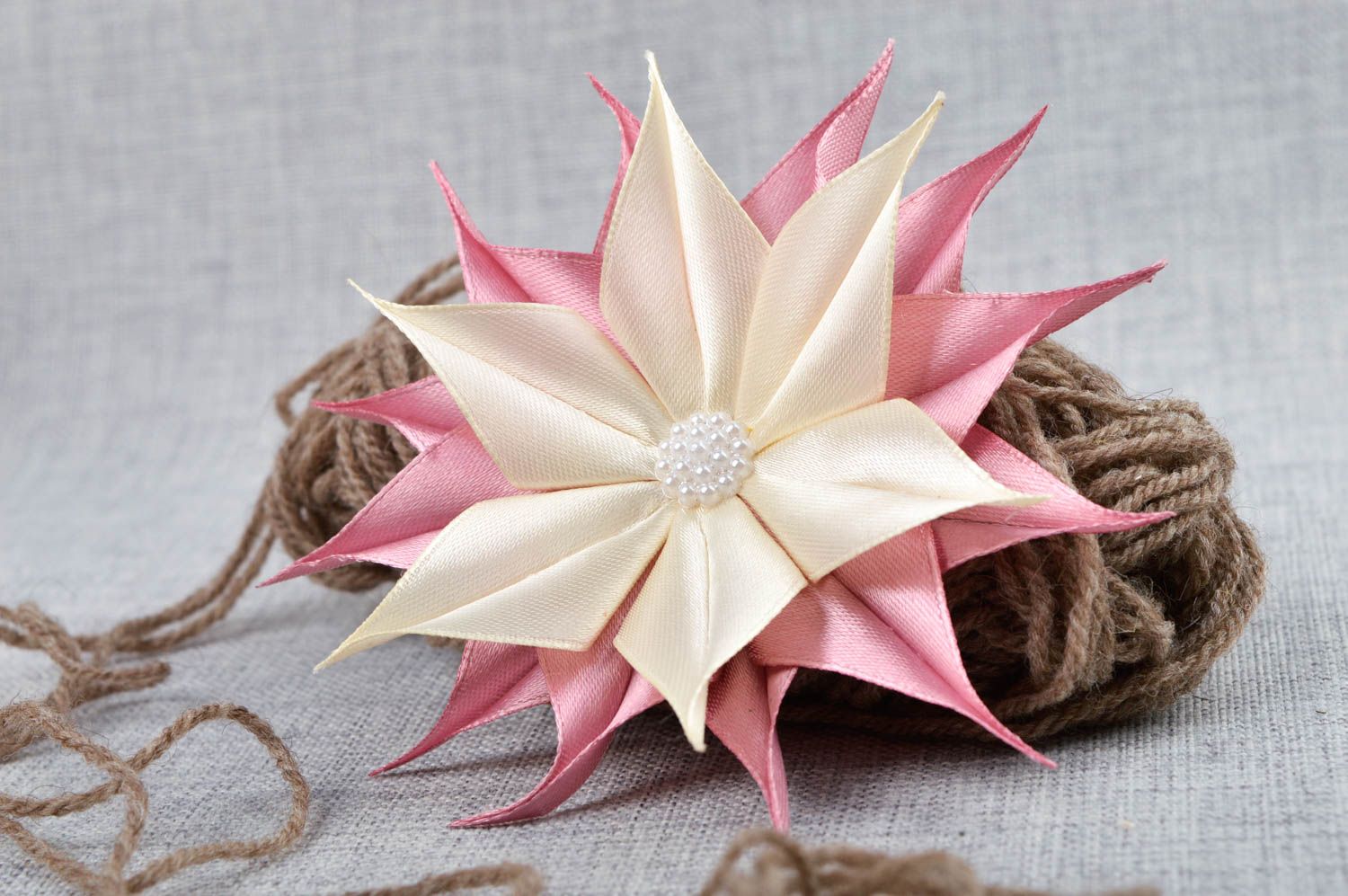 Childrens handmade barrette hair clip kanzashi flower accessories for girls photo 1
