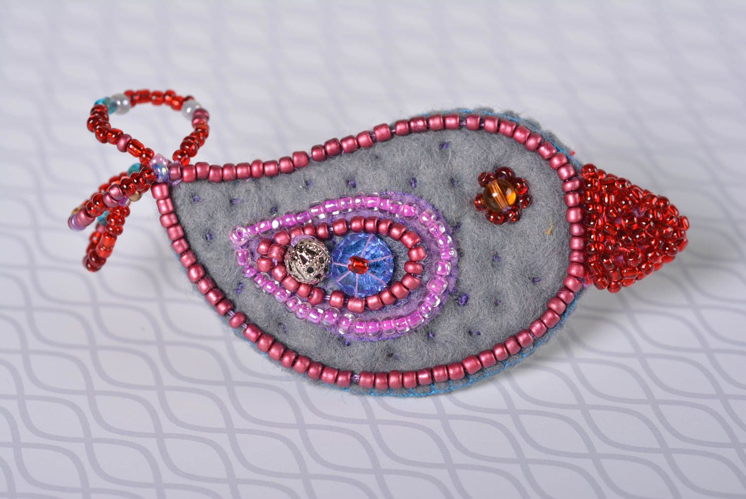 Unusual handmade textile brooch pin beaded brooch artisan jewelry designs photo 1