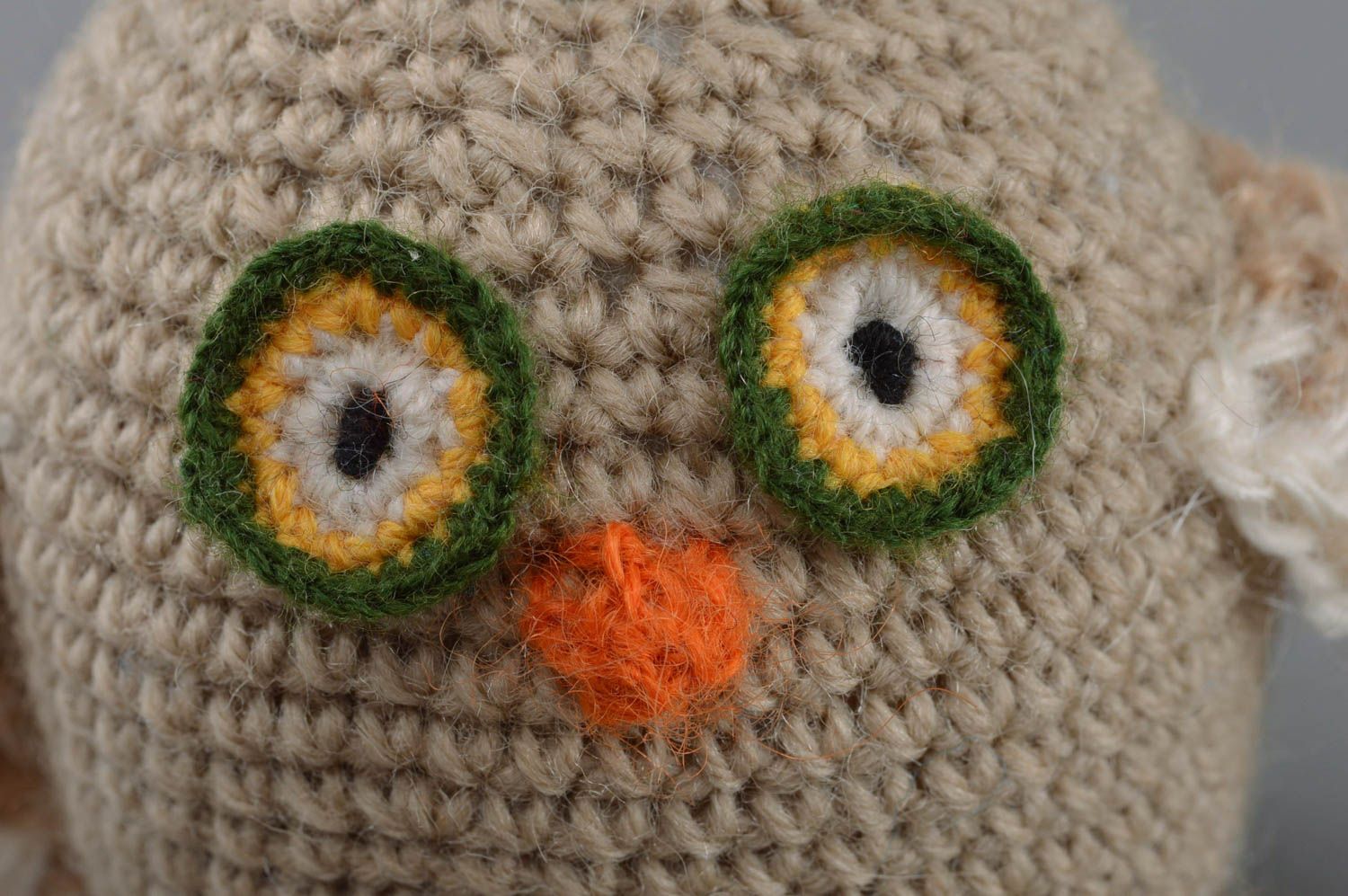Handmade crocheted gray toy owl funny little beautiful present for children photo 3
