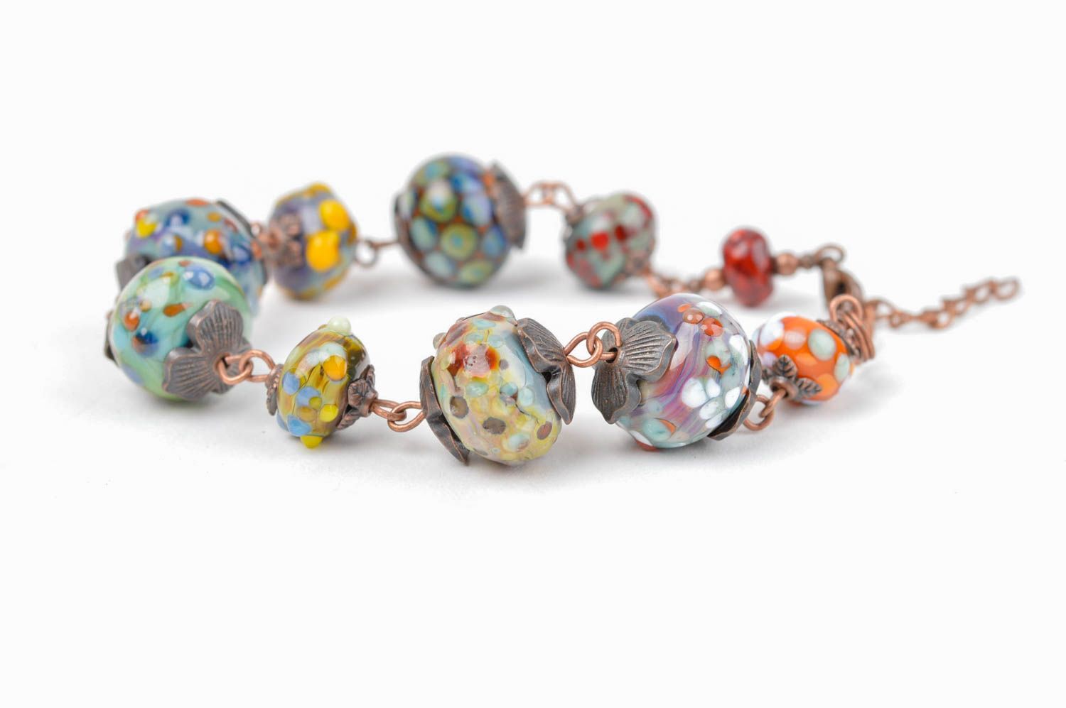 Unusual handmade glass bead bracelet beaded wrist bracelet artisan jewelry photo 2