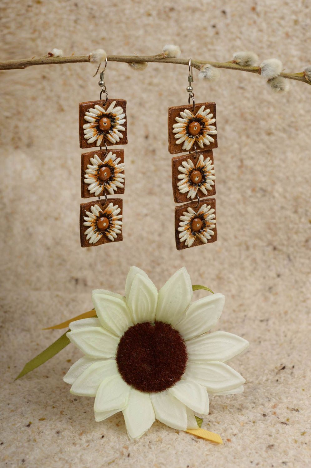 Stylish handmade leather earrings long earrings with rice accessories for girls photo 2