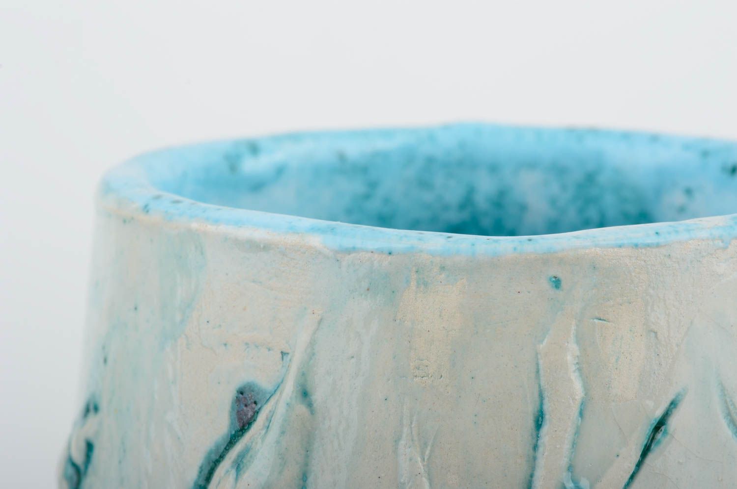 Handmade Keramik Vase originell Haus Deko blau weiße schöne Vase mit Muster foto 5