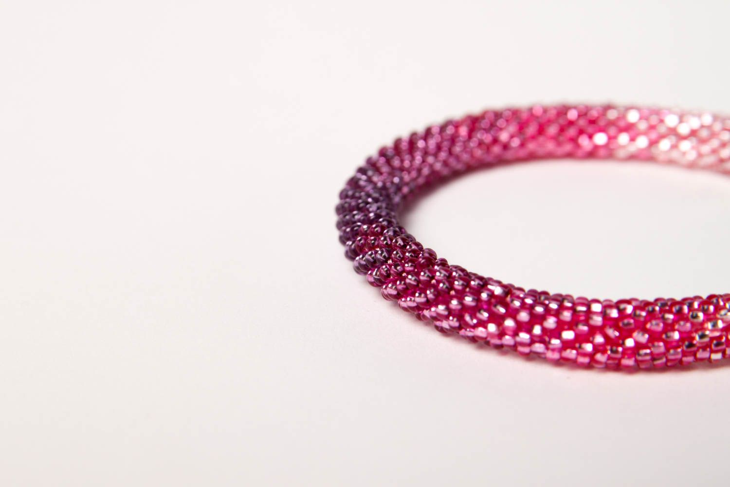 Handmade pink beaded adjustable cord bracelet for women photo 5