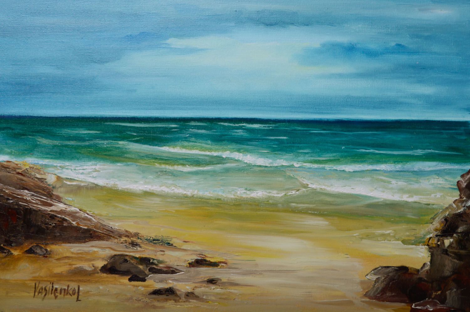 Gemälde mit Ölfarben Küste foto 2