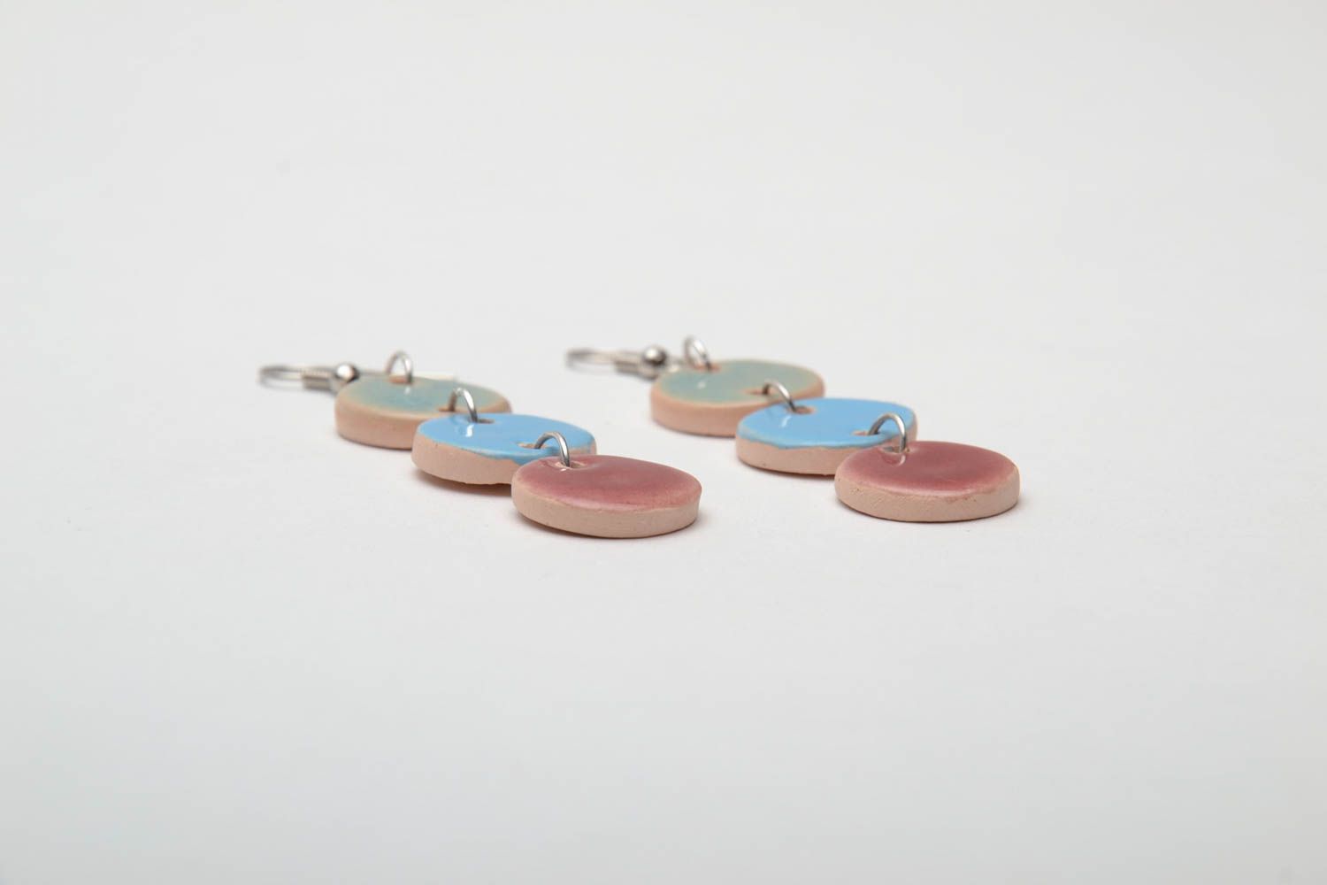 Long colorful ceramic earrings photo 3