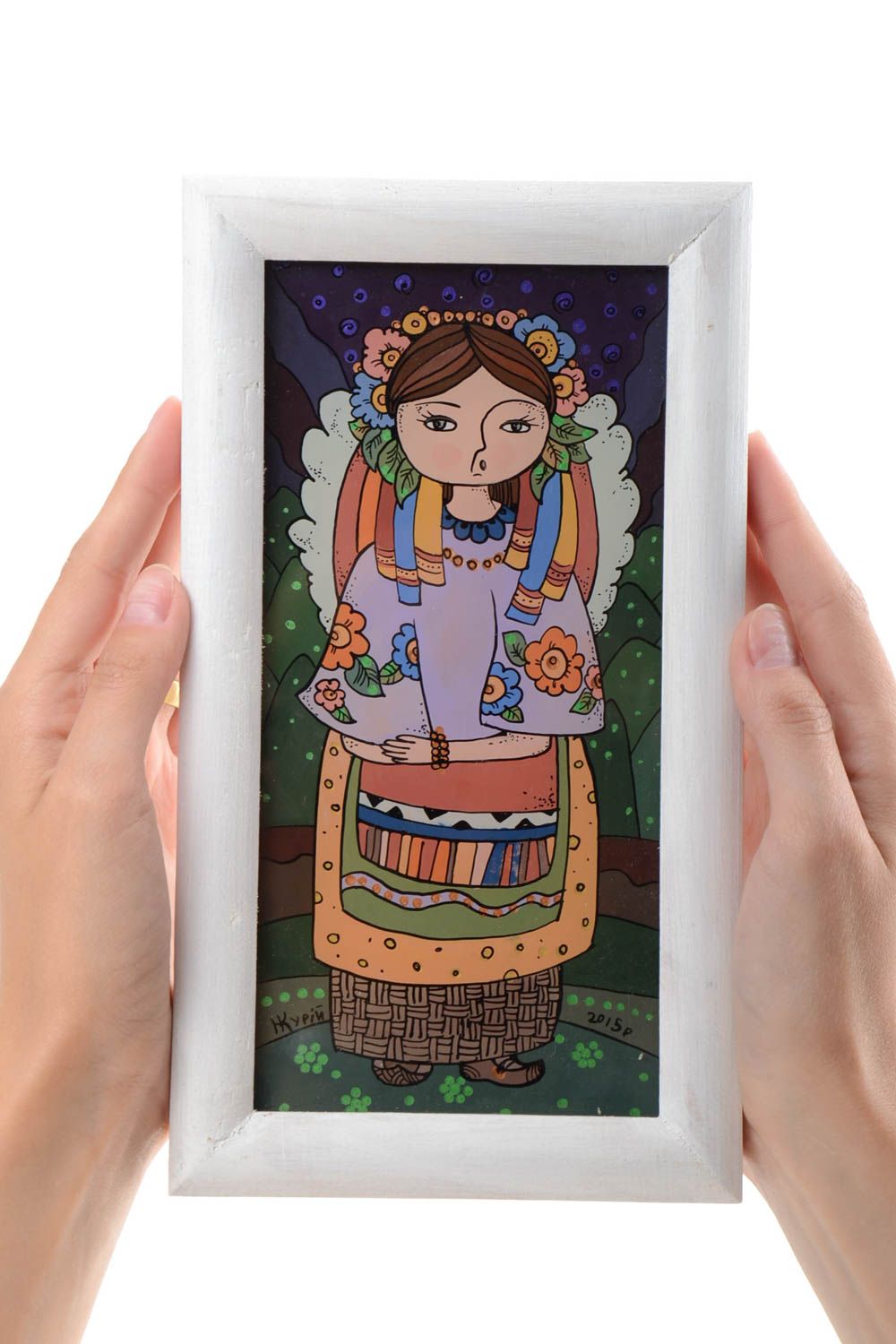 Картина масляными красками в деревянной раме с изображением женщины хэнд мейд фото 5