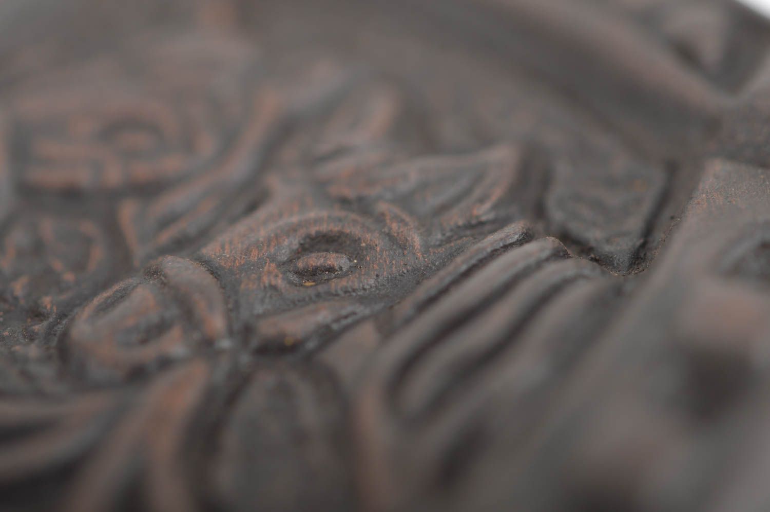 Porte-clefs en céramique brun fait main en forme de fer à cheval original photo 4