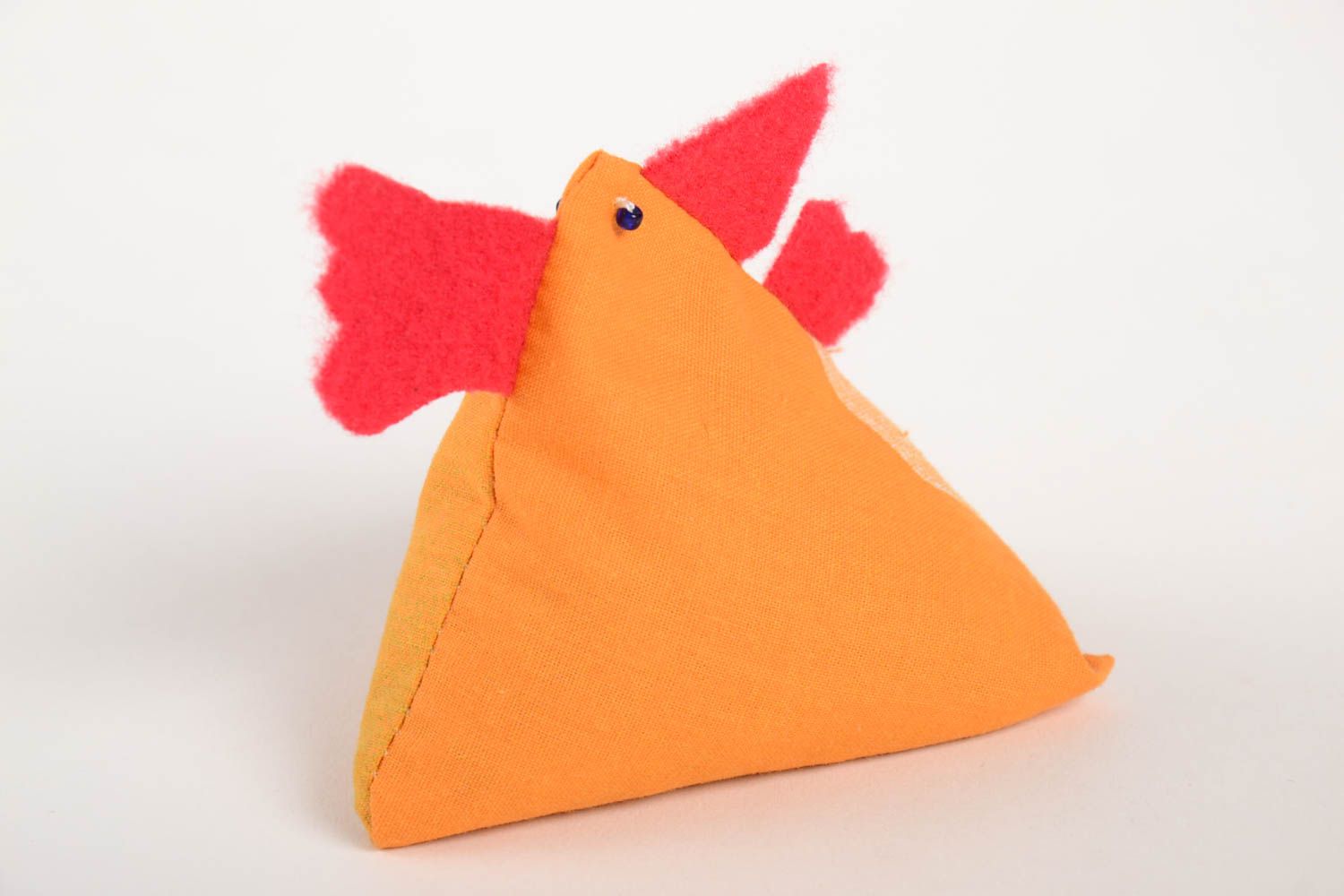 Handmade originelles Kuscheltier Huhn orange Stoff Spielzeug Geschenk für Kinder foto 2