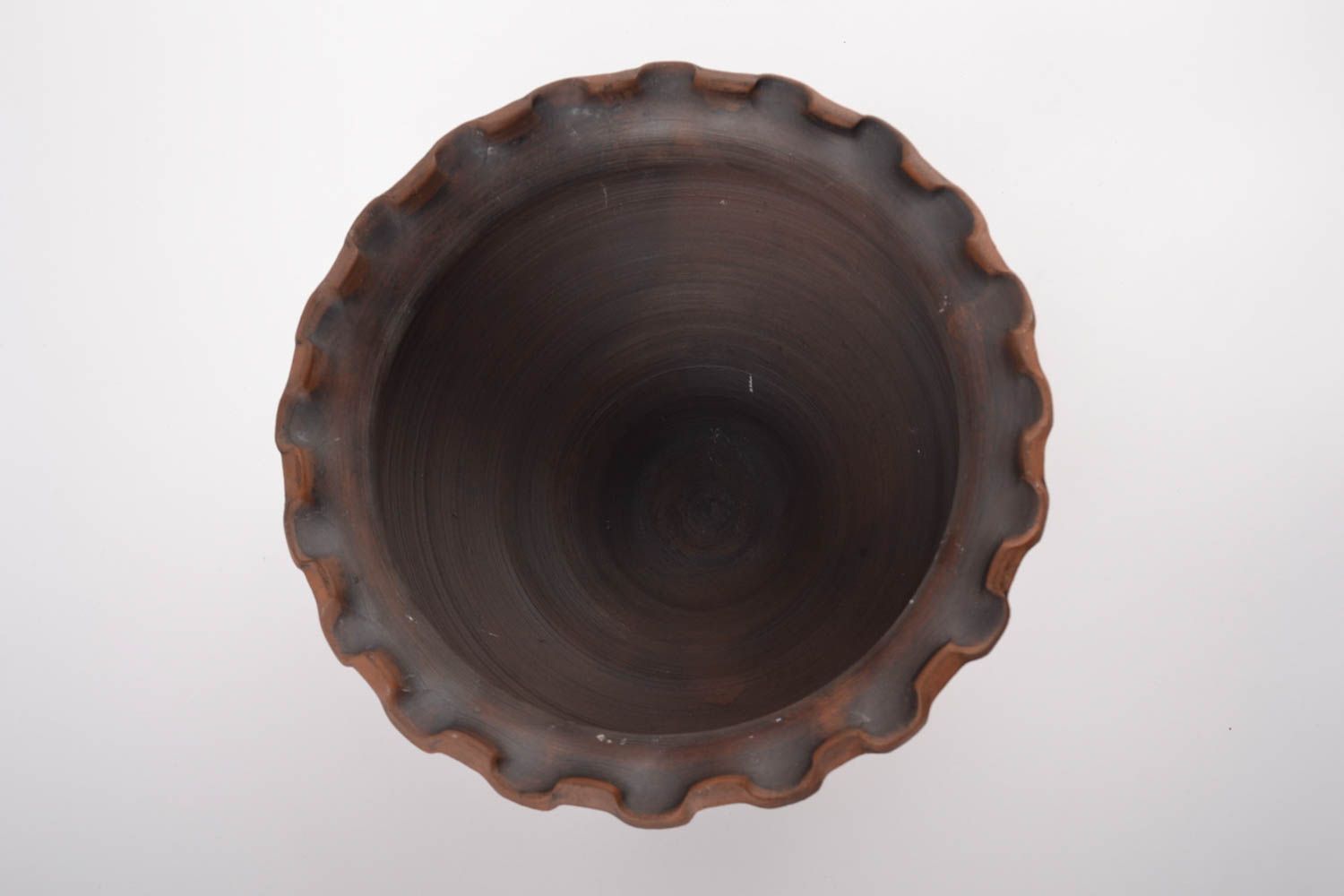 Brown handmade designer clay bowl with patterns 4 l photo 4