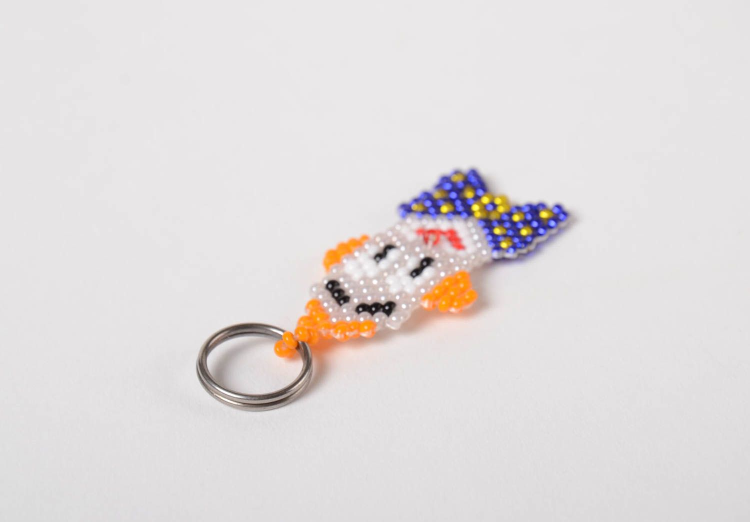 Handmade beaded keychain unusual designer accessory stylish key souvenir photo 4