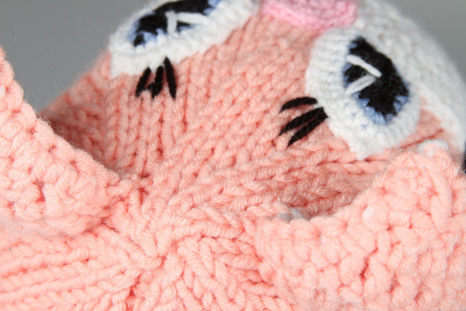 Knitted hat Pink cat photo 4