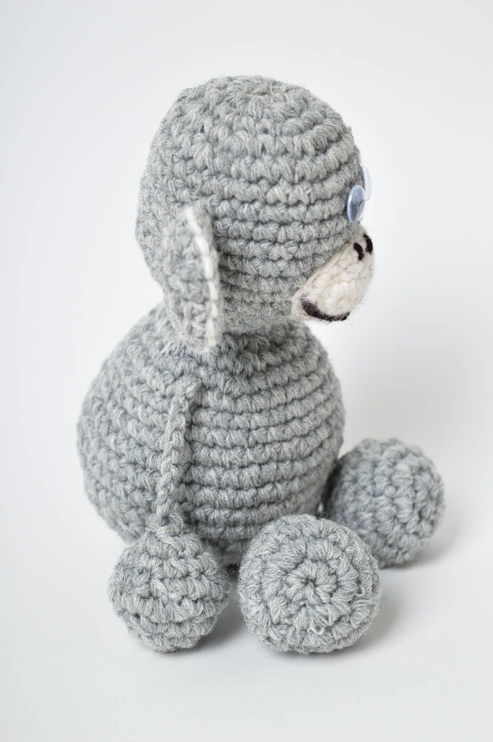 Animalito tejido a crochet juguete artesanal peluche original mono gris foto 5