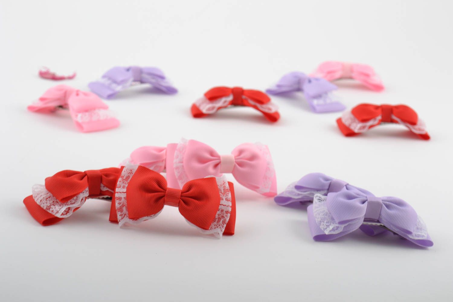 Baby hair bows set of 3 handmade hair clips gifts for baby girl hair decorations photo 1