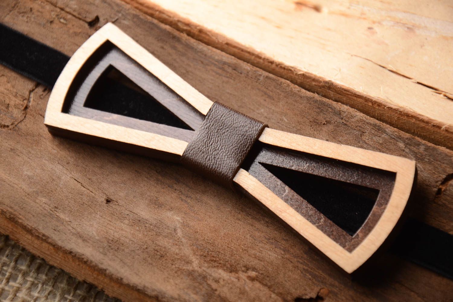 Handmade wooden bow tie fashionable tie wooden bow gift ideas for guys photo 1