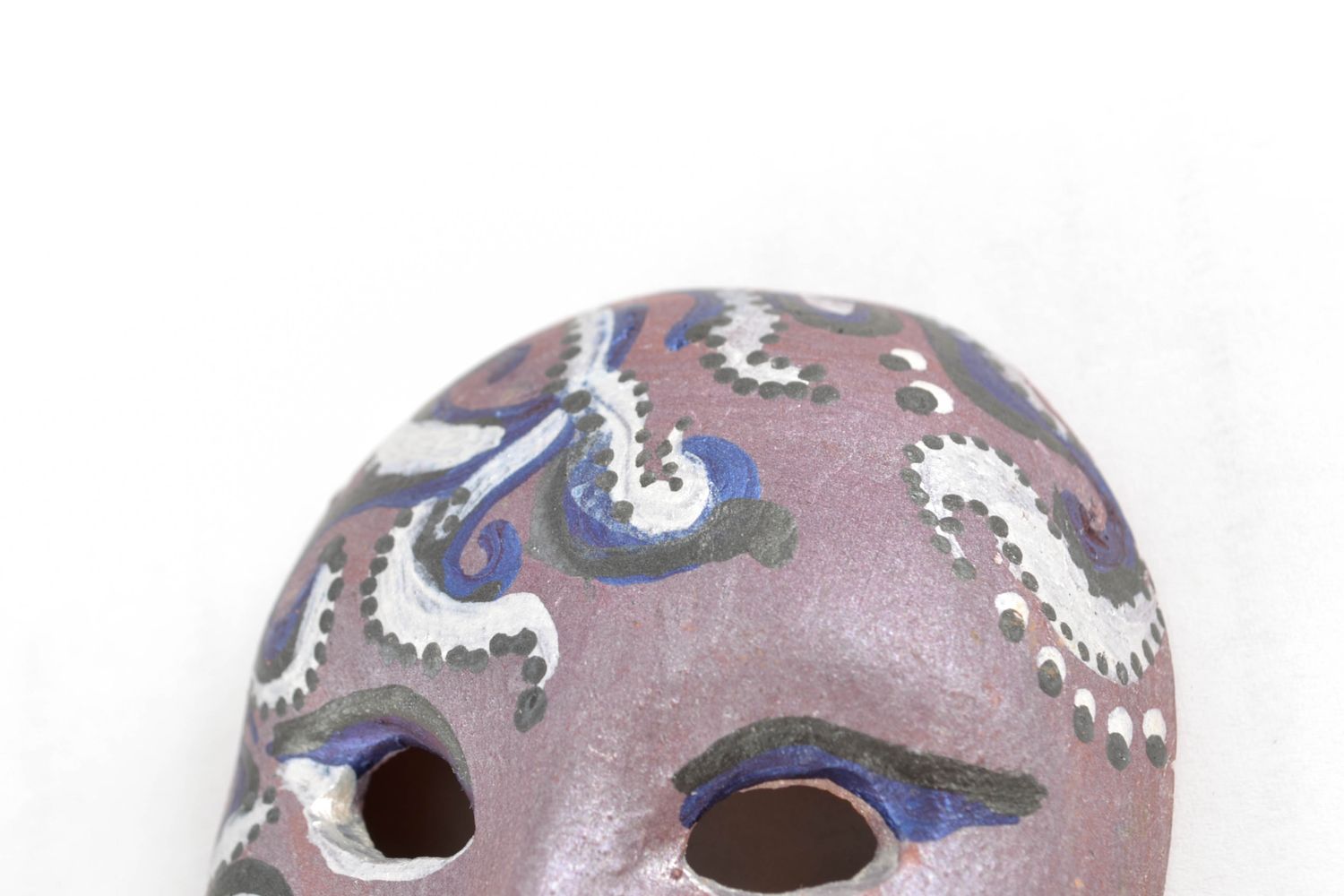 Глиняная маска маскарадная с росписью  фото 3