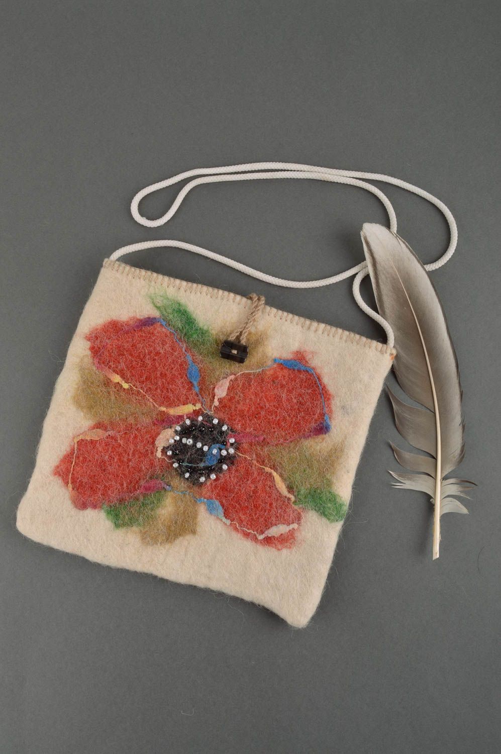 Сумка ручной работы сумка из шерсти валяный аксессуар женская сумка с цветком фото 1