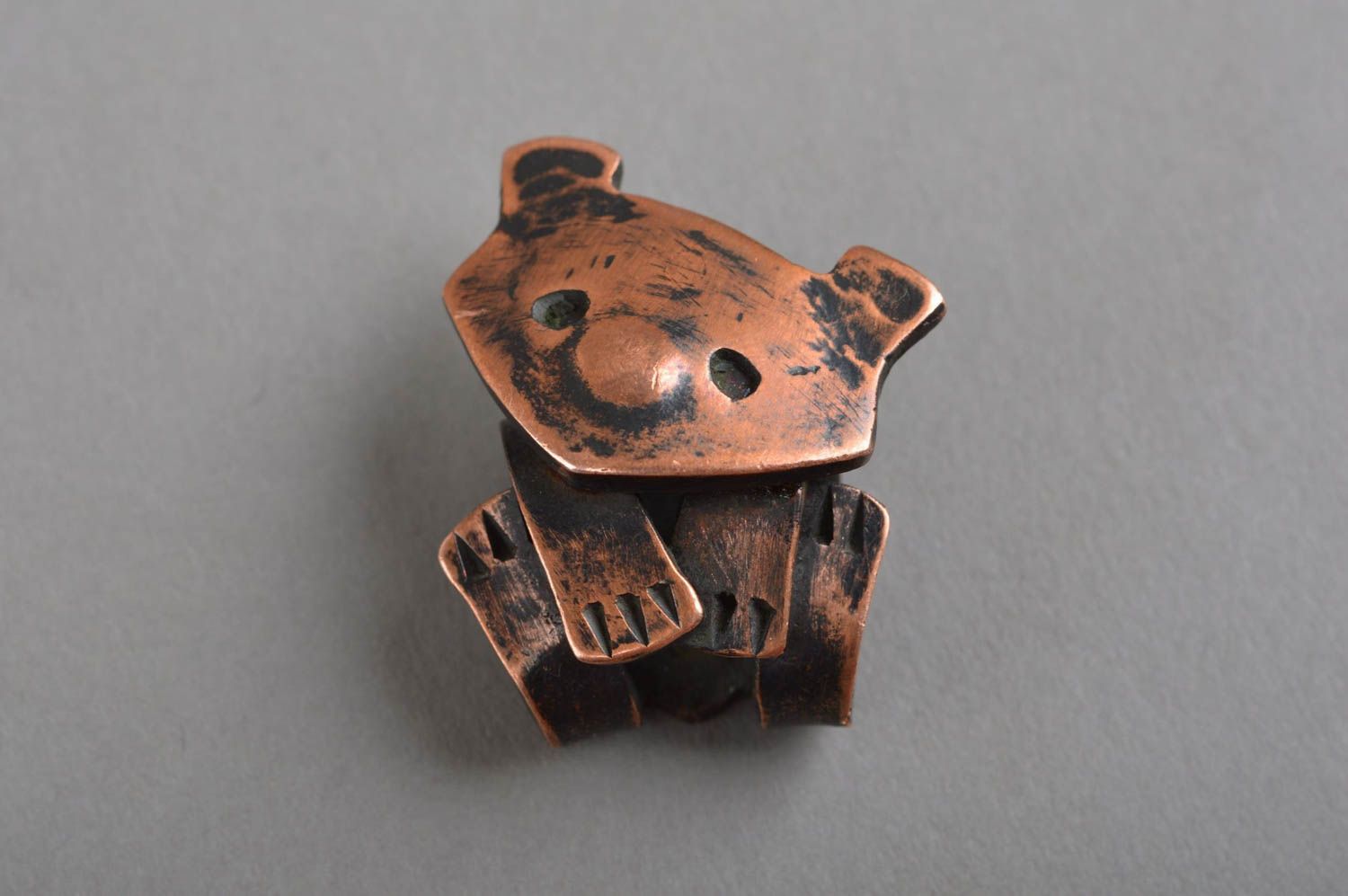 Metal pendant handmade beautiful copper Bear copper accessories metal jewelry photo 4